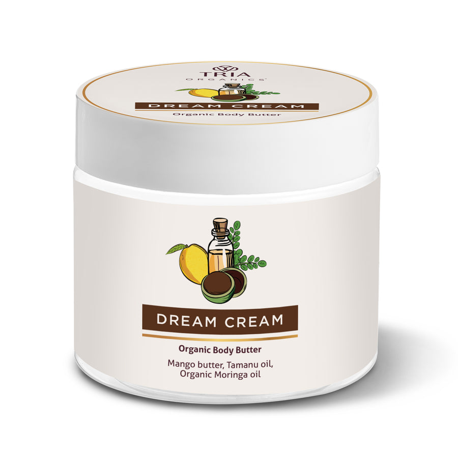 Dream Cream Organic Body Butter with Mango Butter, Tamanu Oil and Organic Moringa Oil (100 g)