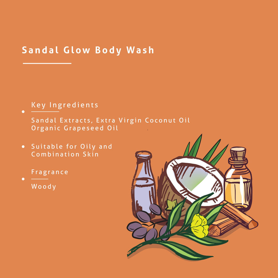 Sandalwood, Grapeseed & Coconut oil Body Wash - Oil Balancing (200 ML)