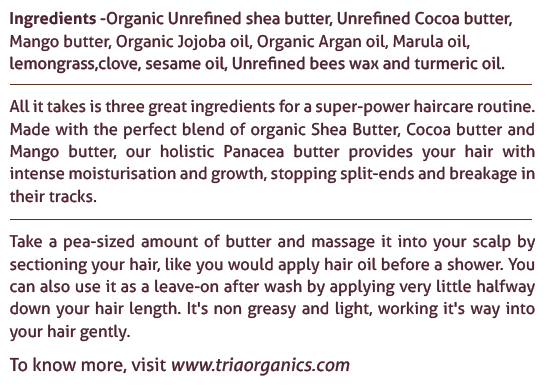 Panacea Organic Hair Butter with Organic Unrefined Shea Butter, Unrefined Cocoa Butter and Mango Butter (100 g)