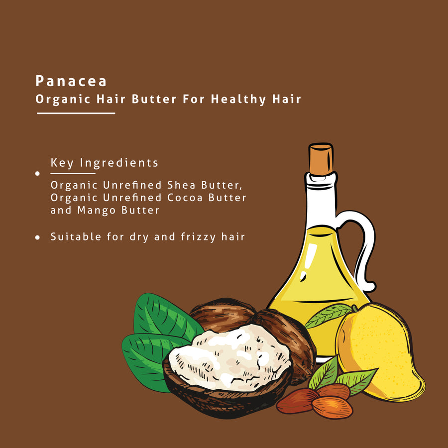 Panacea Organic Hair Butter with Organic Unrefined Shea Butter, Unrefined Cocoa Butter and Mango Butter (100 g)