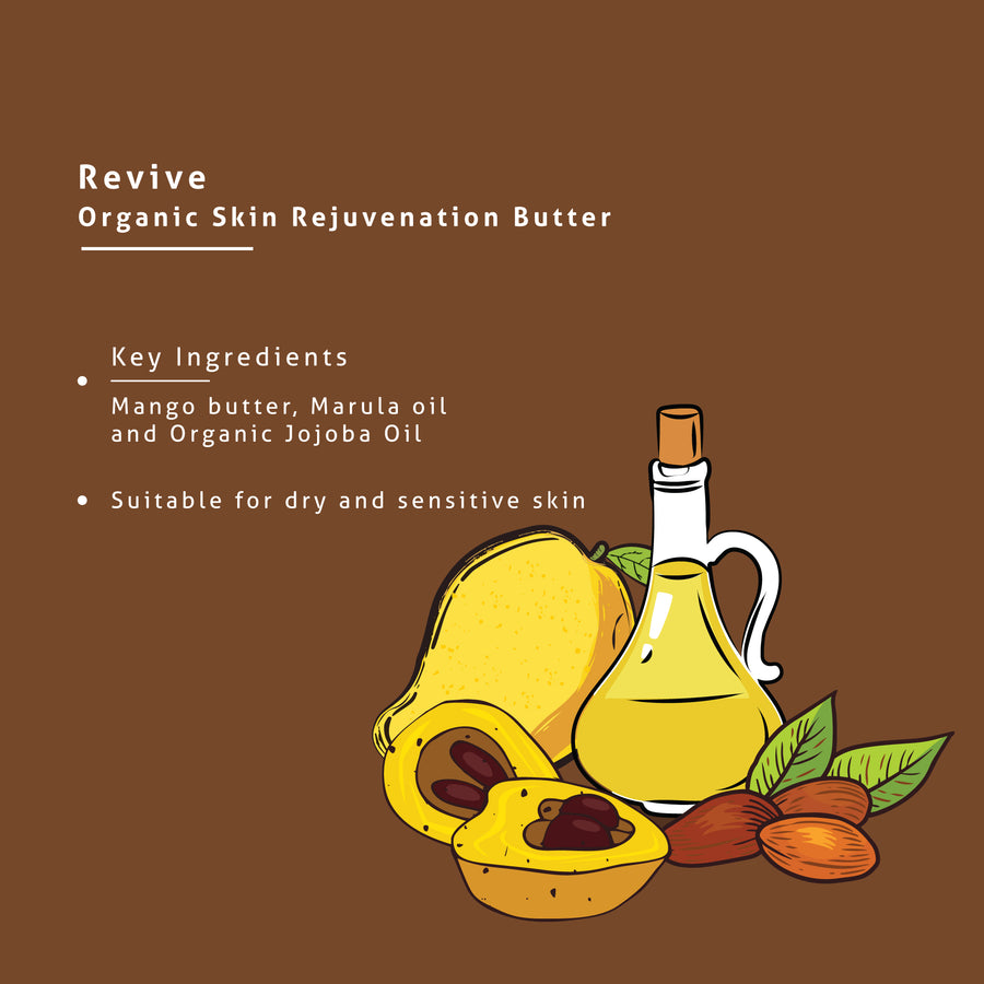 Revive Organic Skin Rejuvenation Body Butter with Mango Butter, Marula Butter and Organic Jojoba Oil (100 g)