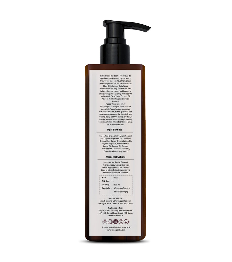 Sandalwood, Grapeseed & Coconut oil Body Wash - Oil Balancing (200 ML)