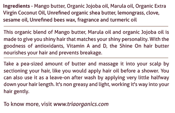 Organic Shine Enhancing Body Butter with Mango Butter, Marula Butter and Organic Jojoba Oil ( 100 g)