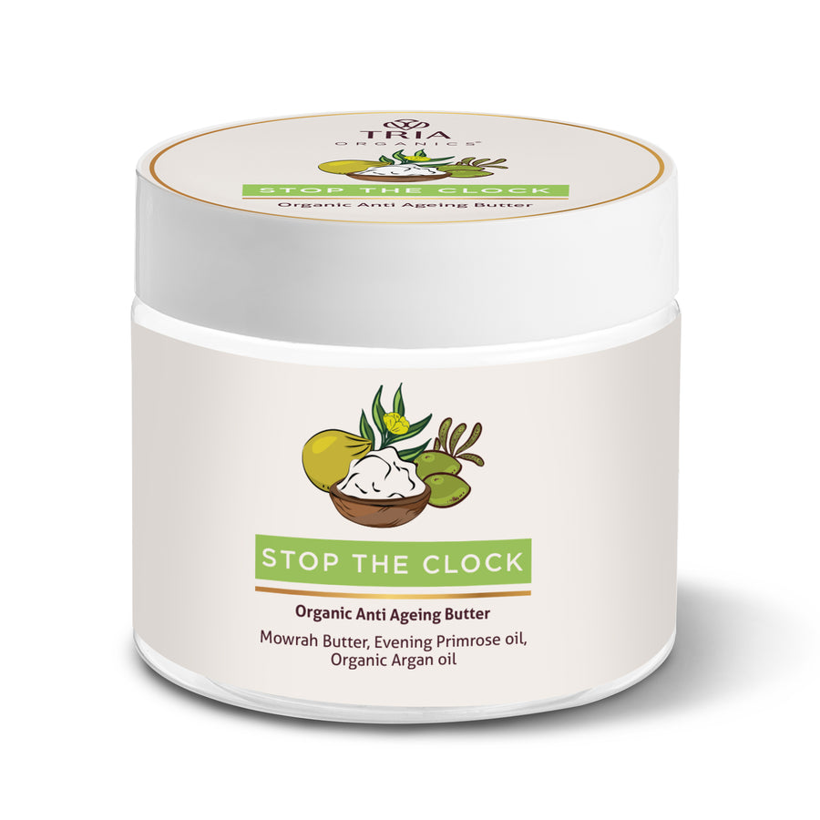 Stop the Clock Organic Anti Ageing Body Butter with Mowrah Butter, Evening Primrose Oil and Organic Argan Oil (100 g)